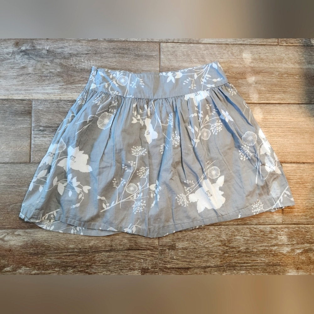 Gray and White Floral Skirt
